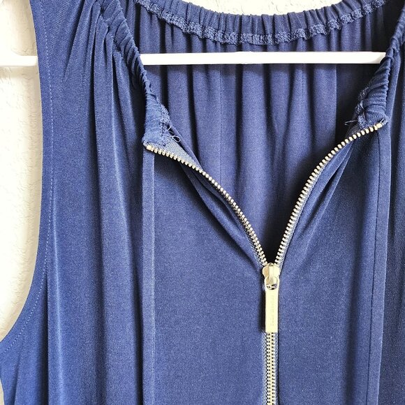 MICHAEL Michael Kors Navy Blue Stretch Shift Dress with Zipper and Tassles - Picture 3 of 4